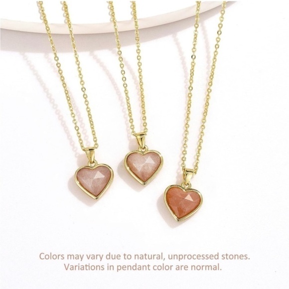 Gold 14k Gold Plated Sunstone Heart Necklace - Picture 5 of 5